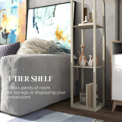 HOMCOM Three-Shelf Standing Lamp - Oak/White 