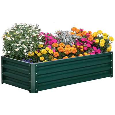 Outsunny Raised Beds for Garden, Galvanized Outdoor Planters, for Herbs and Vegetables, Use for Patio, Backyard, Balcony, Green 