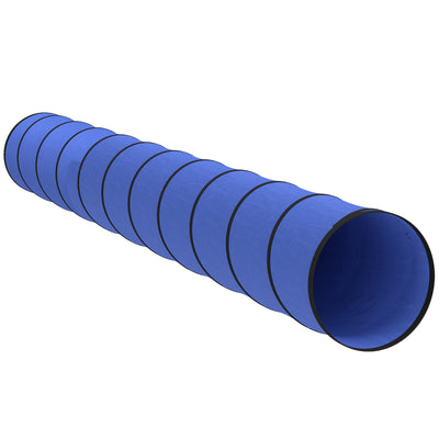 PawHut Dog Tunnel, 500 x 60 cm, Foldable Play Tunnel with 6 Pegs and Bag, Tear-Resistant Outdoor Dog Agility Equipment, Blue 