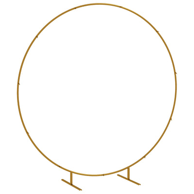 Outsunny 222cm Gold Tone Backdrop Stand, Round Metal Wedding Arch for Birthday Party, Bridal Shower, Graduation, Ceremony 
