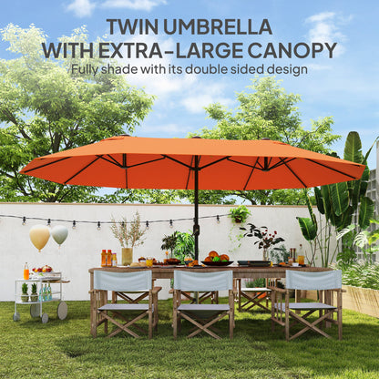 Outsunny 4.6m Double-Sided Garden Parasol - Orange 
