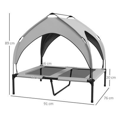 PawHut Cooling Raised Pet Bed w/ Washable Breathable Mesh, for Medium, Large Dogs, 91 x 76 x 89cm - Light Grey 
