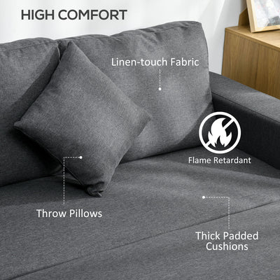 HOMCOM Corner Sofa Bed with Storage, 3 Seater Pull Out Sofa Bed, Convertible L Shape Sofa Couch with Reversible Chaise Lounge for Living Room, Dark Grey 