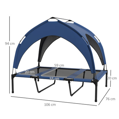 PawHut Cooling Raised Pet Bed w/ Washable Breathable Mesh, for Large Dogs, 106 x 76 x 94cm - Dark Blue 