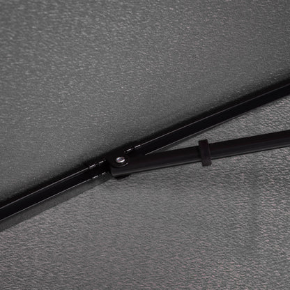 Outsunny Garden Parasol Umbrella, Outdoor Market Table Umbrella with Ruffles & Aluminium Pole, Rectangular Tilting Parasol Sun Shade Canopy, 2 x 1.3m, Grey 