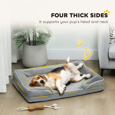 PawHut Dog Sofa Bed, Washable Pet Bed with Removable Cover and Non-Slip Bottom for Cats, Small and Medium Dogs, Grey 
