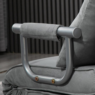 HOMCOM Suedette Adjustable Back Futon Sofa Chair - Grey 