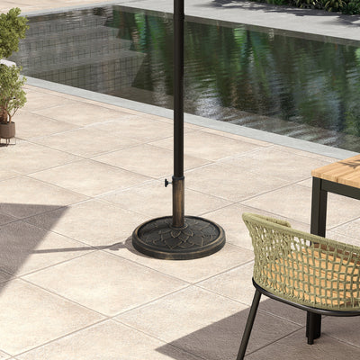 Outsunny 12kg Resin Garden Parasol Base, Round Umbrella Base, Heavy Duty Sun Umbrella Base for 32, 38, 48 mm Umbrella Poles for Deck Poolside, Bronze Tone 