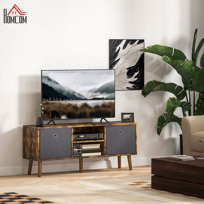 HOMCOM TV Cabinet Stand Unit for TVs up to 50'' with Foldable Drawers, Entertainment Centre for Living Room Rustic Brown 