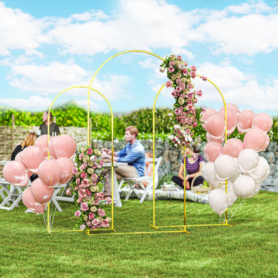 Outsunny Wedding Arch Frame Set, 2.2, 2, 1.8 m Metal Arch Backdrop Stand Set of 3, Balloon Arch Stand Set for Birthday Party, Bridal Shower, Graduation, Ceremony, Banquet Decorations, Gold Tone 