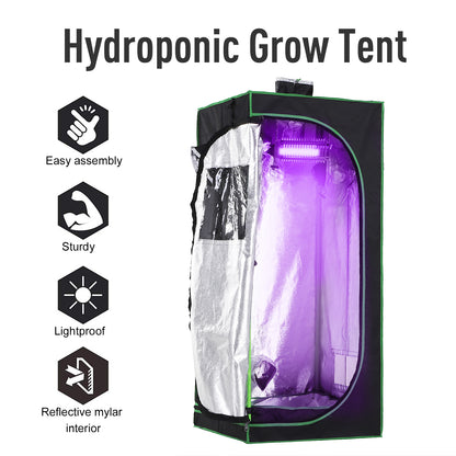 Outsunny Grow Tent Reflective Mylar Hydroponic with Adjustable Vents and Floor Tray for Indoor Plant Growing, 60 x 60 x 140 cm (24.5" x 24.5" x 55") 