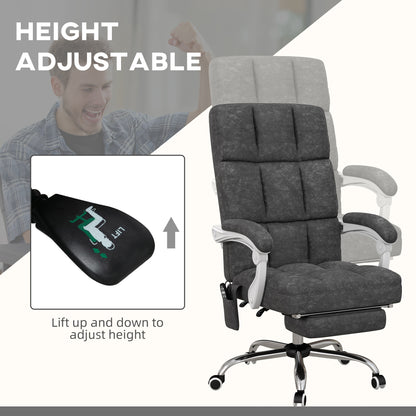 Vinsetto Massage Office Chair, Ergonomic Desk Chair, Comfy Work Study Chair with Heat, Padded Seat, 135\'c2\'b0 Reclining Back and Footrest for Home Office, Charcoal Grey 