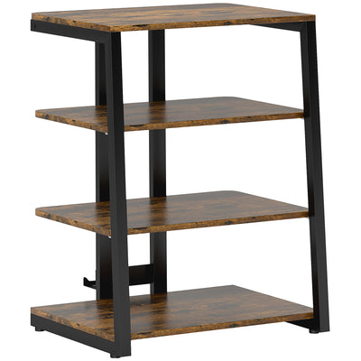 HOMCOM HiFi Stand, with Four Storage Shelves - Rustic Brown 