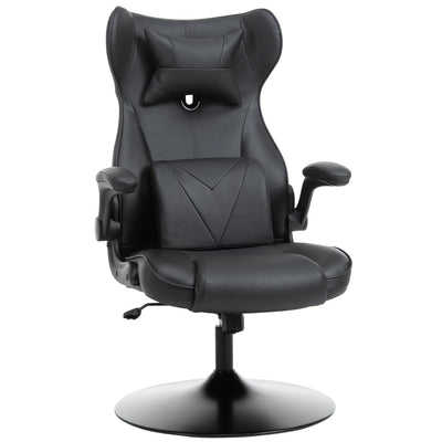Vinsetto Video Game Chair with Lumbar Support, Racing Style Home Office Chair, Computer Chair with Swivel Base, Flip-up Armrest and Headrest, Black 
