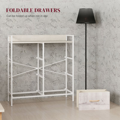 HOMCOM Rustic Chest of Six Fabric Drawers - Natural 