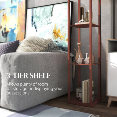 HOMCOM Three-Shelf Standing Lamp - Brown/White 