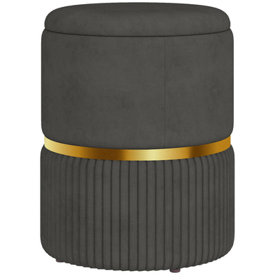 HOMCOM Velvet-Feel Storage Ottoman - Grey 