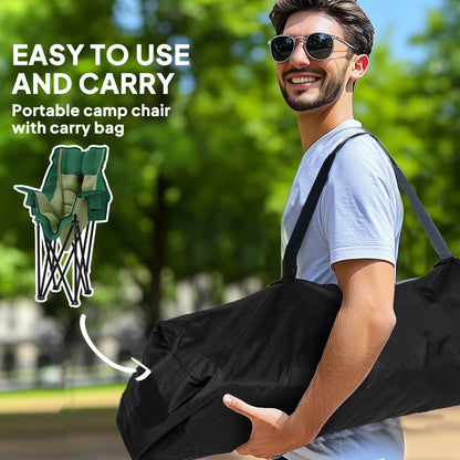 Outsunny Portable Padded Camping Chair, with Bag - Olive Green 