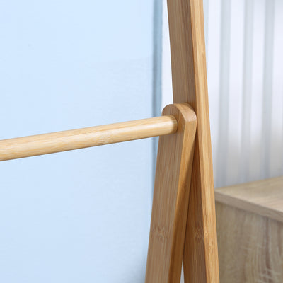 kleankin Freestanding Natural Bamboo Towel Rack with 3 Towel Rails and 3 Storage Shelves, Space-Saving Foldable Towel Holder for Bathroom 
