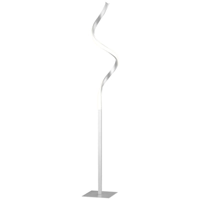 HOMCOM Dimmable Floor Lamp for Living Room, Modern Spiral Standing Lamp with 3 Adjustable Brightness and Square Base, Silver 