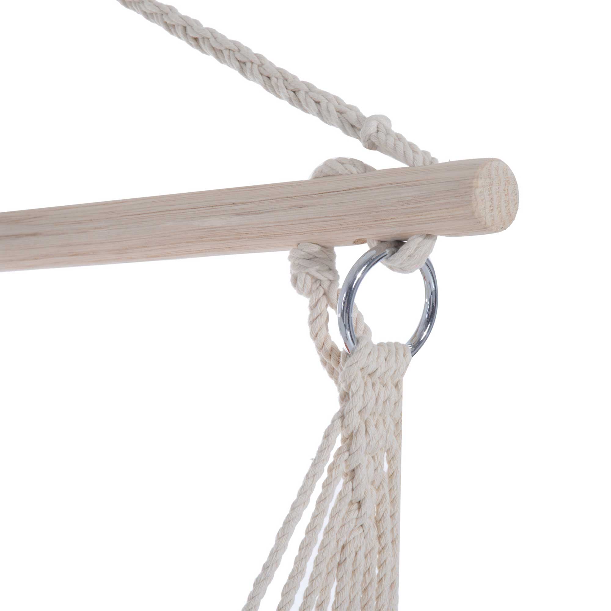 Outsunny Outdoor Hanging Rope Chair with Soft Padded Seat & Backrest, Garden Hammock Chair with Wooden Support Bar Cotton Cloth, Portable Garden Chair for Patio & Tree, Orange 