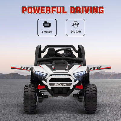 AIYAPLAY 2 Seater 24V 7AH Ride on Truck, Battery Powered Electric Ride On Car w/ Remote, Suspension, 3 Speeds - White 