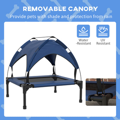 PawHut Cooling Raised Pet Bed w/ Washable Breathable Mesh, for Small Medium Dogs, 76 x 61 x 69.5cm - Dark Blue 