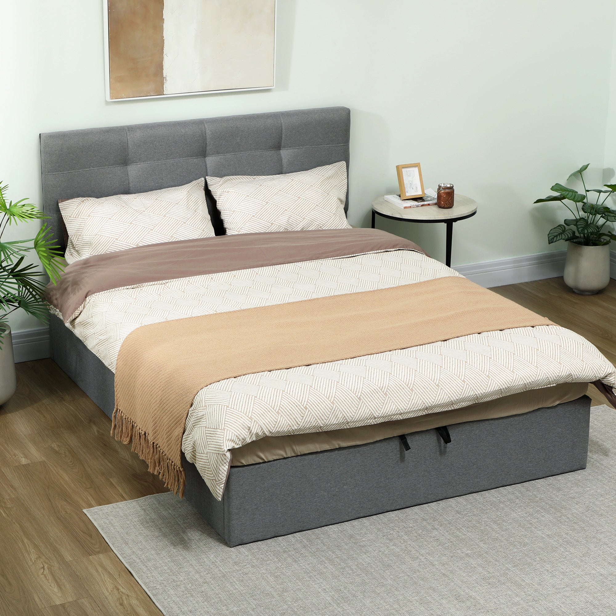 HOMCOM 5ft King Ottoman Bed with Gas Lift Storage - Grey 