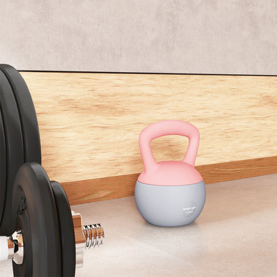 SPORTNOW 12KG Soft Kettlebell, Kettlebell with Non-Slip Handle for Home Gym, Weight Lifting, Strength Training, Pink/Grey 