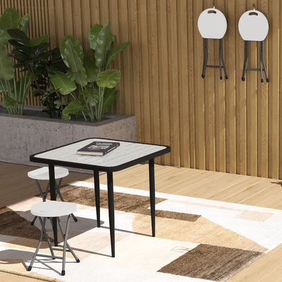 Outsunny Set of Four Folding Carry Stools - White 