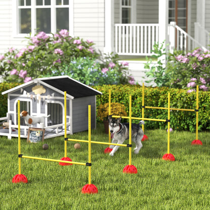 PawHut 4 Piece Dog Agility Equipment with 4 Hurdle & Carry Bag for Jump Training, Yellow 