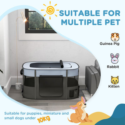 PawHut Foldable Dog Pen with Storage Bag for Indoor/Outdoor Use, Portable Pet playpen, with Ground Stakes - Grey 