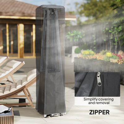 Outsunny Heavy Duty Gas Pyramid Patio Heater Cover, Full Length Outdoor Heater Cover Protector, UPF 30+ Oxford Fabric with Zipper, Black 