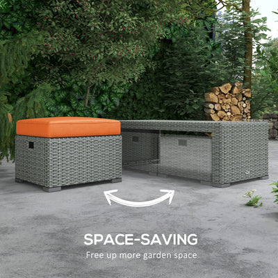 Outsunny Six-piece Outdoor Rattan Dining Set, with Reclining Armchairs - Orange 