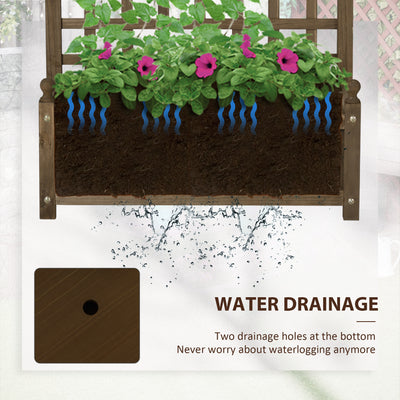 Outsunny Garden Planters with Trellis for Climbing Vines, Wood Raised Beds for Garden, Flower Pot, Indoor Outdoor, Brown 