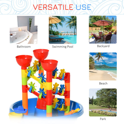 HOMCOM 30 Pcs Sand and Water Table Beach Toy Waterpark Activities Sand Pit Playset with Accessories Garden Sandbox 