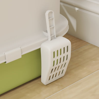PawHut Cat Litter Box with Lid, Scoop, Deodorisation Bags, Top Entry, Green 