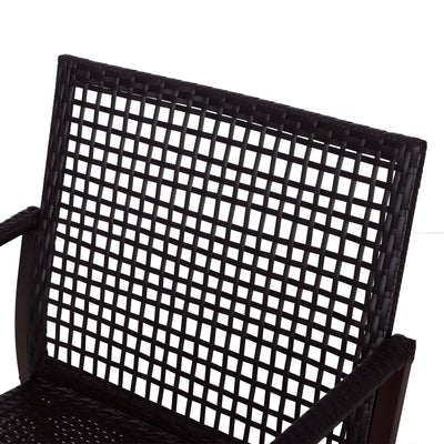 Outsunny Rattan Bistro Set, 3 Pieces Wicker Garden Furniture Set with Rocking Chairs and Round Glass Top Coffee Table, Small Balcony Furniture with Cushions for Outdoor, Porch, Brown 