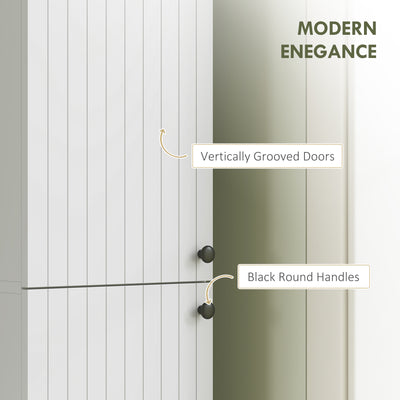 HOMCOM Wall Mounted Tall Bathroom Storage Cabinet with Soft-Close Hinges, Slim Bathroom Cabinet with 2 Doors, White 