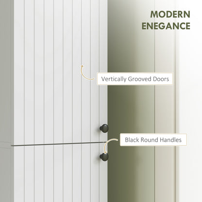 HOMCOM Wall Mounted Tall Bathroom Storage Cabinet with Soft-Close Hinges, Slim Bathroom Cabinet with 2 Doors, White