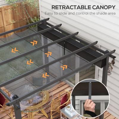 Outsunny 3 x 3m Aluminium Pergola, with Retractable Roof - Dark Grey 