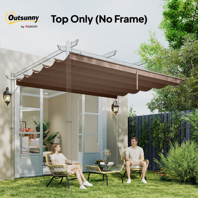 Outsunny Retractable Pergola Cover, 2.55 x 2.5 m Replacement Canopy Fabric for 3 x 3 m Frame, Roof Top Only, Brown 