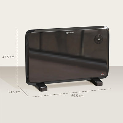 HOMCOM 1.2kW Freestand/On-Wall Electric Convector Heater, with Adjustable Thermostat - Black 