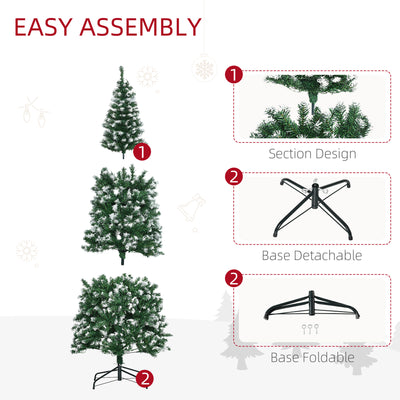 HOMCOM 6FT Tall Prelit Pencil Slim Artificial Christmas Tree with Realistic Branches, 300 Colourful LED Lights and 618 Tips, Xmas Decoration, Green 