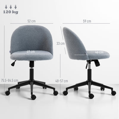 HOMCOM Teddy Fleece Office Chair with Wheels - Grey 