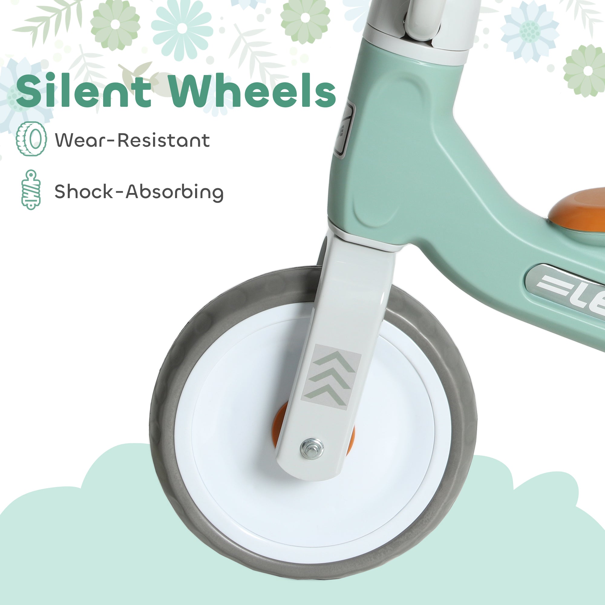 AIYAPLAY Toddler Balance Bike with No Pedal, 3 Silence Wheels for 12-36 Months Boys and Girls, Indoor Outdoor, Green