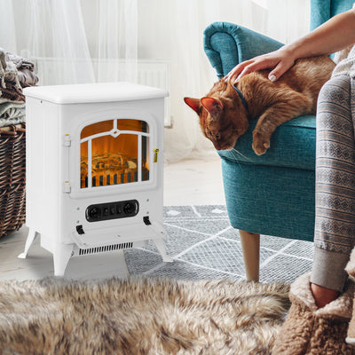 HOMCOM Modern Electric Fireplace, Freestanding Electric Stove Fire with Flame Effect, 950/1850W, White 