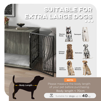 PawHut Dog Crate Furniture End Table w/ Plush Washable Cushion, Lockable Door, for Extra Large Dogs 