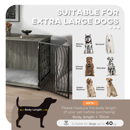 PawHut Dog Crate Furniture End Table w/ Plush Washable Cushion, Lockable Door, for Extra Large Dogs 