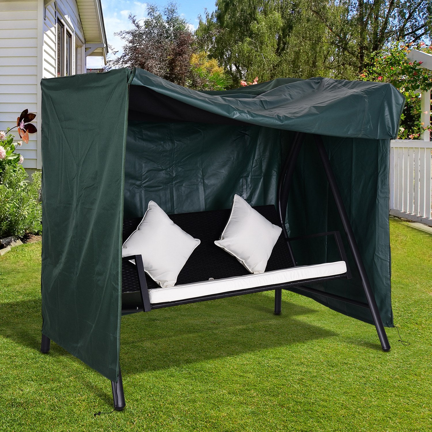 Outsunny 152 x 177cm Three-Seater Swing Chair Protective Cover Green 